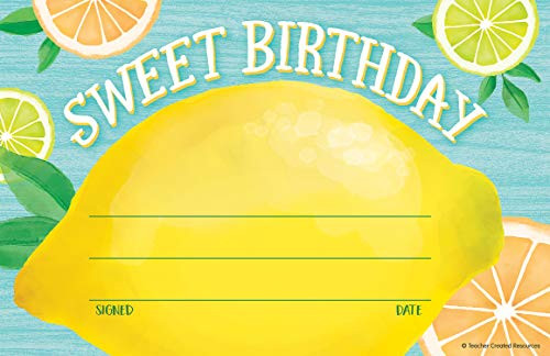 Teacher Created Resources Lemon Zest Sweet Birthday Awards TCR8494