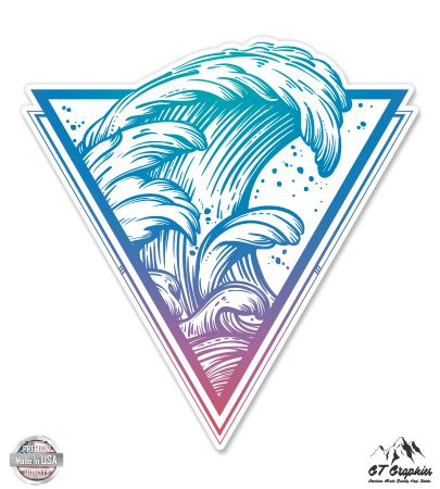 Surfers Wave - 3" Vinyl Sticker - For Car Laptop I-Pad Phone Helmet Hard Hat - Waterproof Decal