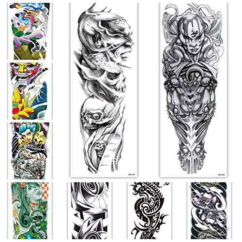 12Sheets Temporary Sleeve Tattoos-Large Full Arm Temporary Tattoos Fake Body Art Arm Tattoo Black Tattoo Body Stickers for Kids Adults QB-049~060 12Sheets Temporary Sleeve Tattoos-Large Full Arm Temporary Tattoos Fake Body Art Arm Tattoo Black Tattoo Body Stickers for Kids Adults QB-049~060