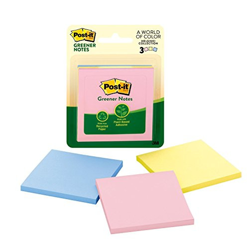 Post-it Greener Notes, 3 in x 3 in, Helsinki Collection, 3 Pads/Pack (5301RP)