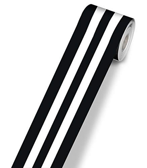 Schoolgirl Style  Black and White Stripes Bulletin Board Borders  Rolled 36ft