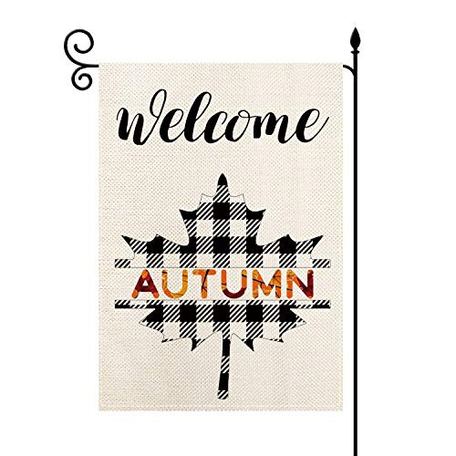 YaoChong Welcome Autumn Fall Maple Leaves Buffalo Check Plaid Garden Flag Vertical Double SizedSummer Autumn Seasonal Farmhouse Patio Lawn Burlap Yard Outdoor Decor 12_5 x 18 Inch YaoChong Welcome Autumn Fall Maple Leaves Buffalo Check Plaid Garden Flag Vertical Double SizedSummer Autumn Seasonal Farmhouse Patio Lawn Burlap Yard Outdoor Decor 12_5 x 18 Inch
