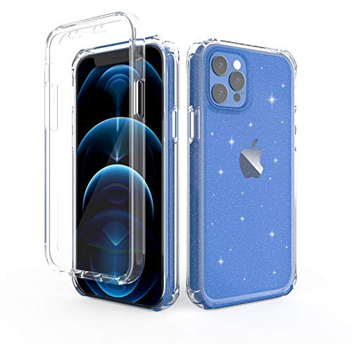 CCMAO Compatible with iPhone 12 Pro Max Case Built-in Screen Protector Full Body Shockproof Protection Clear Case for iPhone 12 Pro Max 6_7-Inch 2020 Glitter