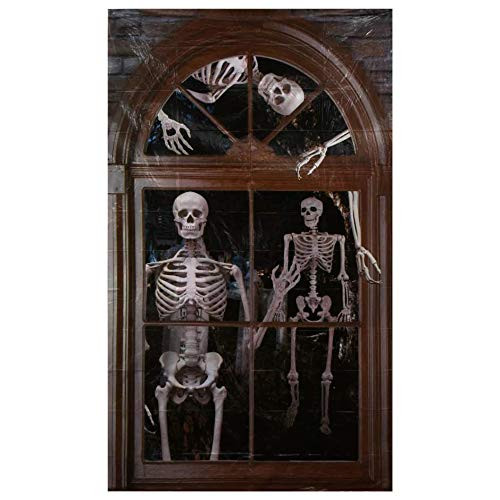 AVA Happy Halloween Trick or Treat Decorative Wall Cover Halloween Decorations Skeleton Entrance Door Cover