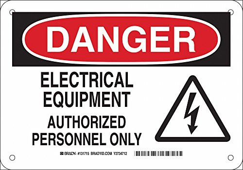 Brady 131715Electrical Equipment Authorized Personnel ONLY with Picto Sign Aluminum 7 H x 10 W BlackRed on White 1Sign Brady 131715Electrical Equipment Authorized Personnel ONLY with Picto Sign Aluminum 7 H x 10 W BlackRed on White 1Sign