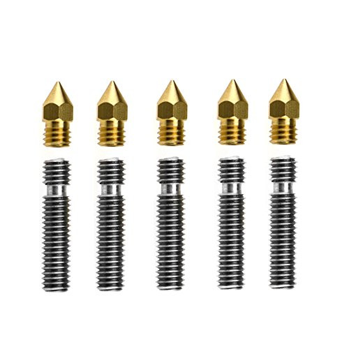 SING F LTD 5pcs Brass 3D Printer 1_75mm0_4mm Extruder J-Head  M6 PTFE Nozzle Throat