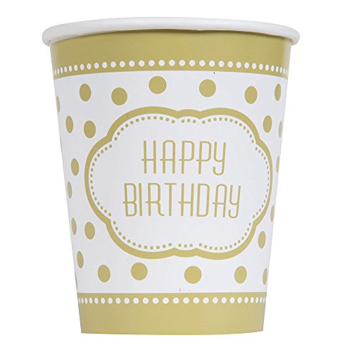 Unique tableware 9oz Golden Birthday Party Paper Cups 8ct Multicolor Unique tableware 9oz Golden Birthday Party Paper Cups 8ct Multicolor