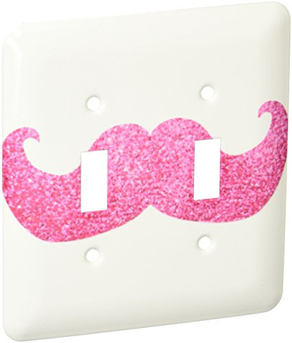 3dRose lsp-112879-2 Hot Pink Bling Mustache Faux Glitter Fun Girly Moustache Photo Graphic Not Actual Glitter Double Toggle Switch