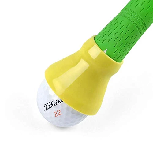 ELVES Golf Ball Pick-up Suction Cup Sticks on Putter?Putter Ball Pick upGolf Ball Retriever for Putter GripsGolf Ball Grabber Suction Cup Pick Up Back Saver Put On Putter Grip-Rubber Yellow