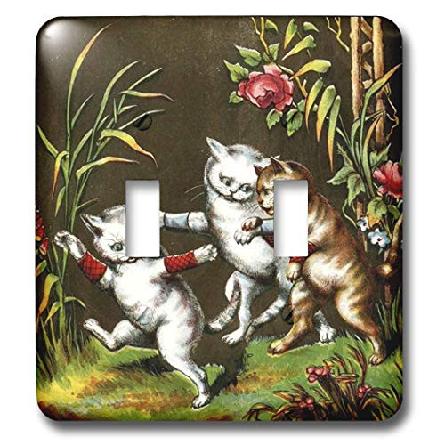 3dRose lsp-49380-2 Vintage 3 Cats At Play Toggle Switch