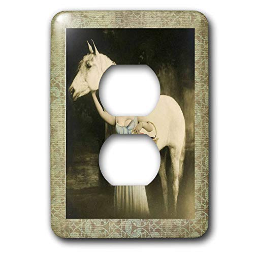 3dRose lsp-37296-6 Vintage Photo Girl and Horse 2 Plug Outlet Cover