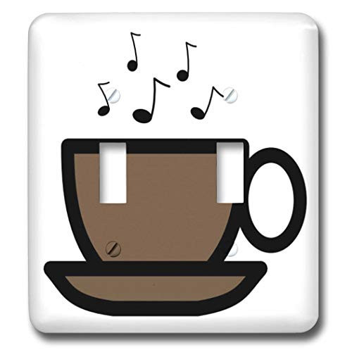 3dRose lsp-38164-2Brown Coffee Cup With Music Notes Double Toggle Switch