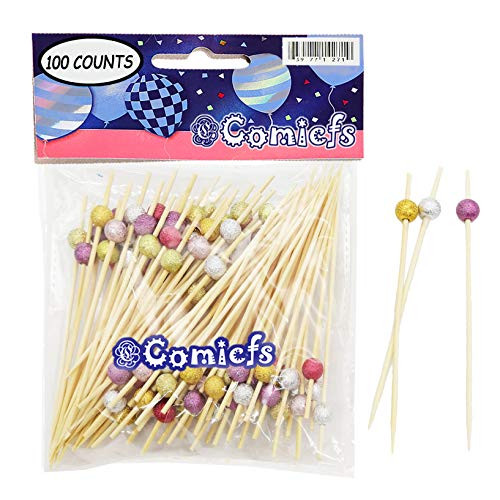 Comicfs Cocktail Picks 4_7 Handmade Bamboo Picks Toothpicks Sandwich Appetizer Cocktail Sticks Party Supplies 100 Counts Metalic Assorted -40