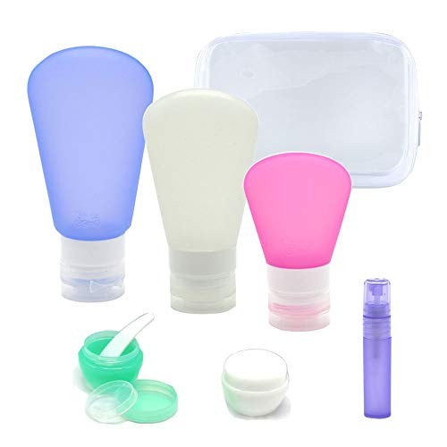 Leakproof Silicone Travel Bottles TSA Approved Containers Squeezable Food-grade Silicone Travel Tube Sets for Cosmetic Shampoo Conditioner Lotion Soap