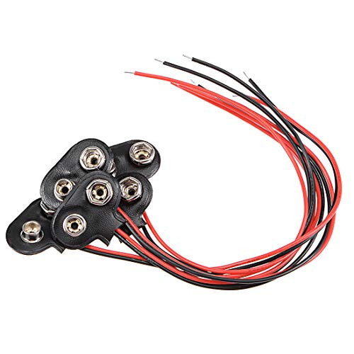 uxcell 5pcs DC 9V Battery Clip T-Type Soft Buckle Connector Lead Wire 15cm Long
