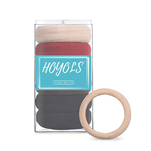 Large Cotton Stretch Thick Hair Ties Scrunchies Ponytail Holder Seamless Hair Bands Accessories for Women Mens Hair Ties No Crease Headband HOYOLS 6 pcs Set