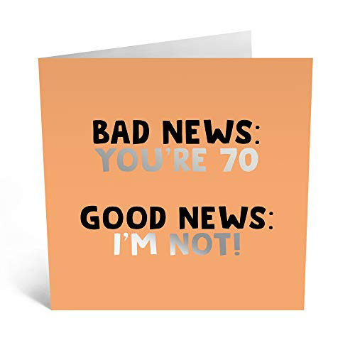 Central 23 - Funny 70th Birthday Card - Bad News Youre 70 - Humorous Card for 70th - Comes with Fun Stickers Central 23 - Funny 70th Birthday Card - Bad News Youre 70 - Humorous Card for 70th - Comes with Fun Stickers