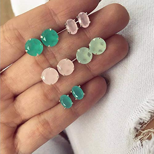 Crysly Boho Earring Silver Crystal Stud Earing Sets Assorted earrings Jewelry for Women and Girls Pair of 5