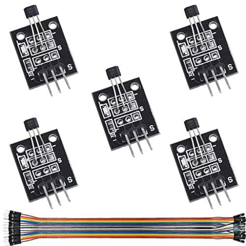DAOKI 5Pcs Hall Magnetic Sensor Module KY-003 DC 5V Effect for Arduino PIC AVR Smart Cars with Dupont Cable