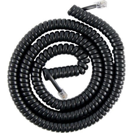 25' Feet Black Coiled Telephone Phone Handset Cable Cord