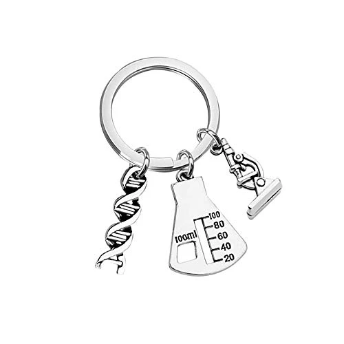 SaiDian 1 Pcs Microscope Keychain Laboratory Keychain Chemistry Science Equipment Key Ring Gift for Laboratory Technologist Science Student