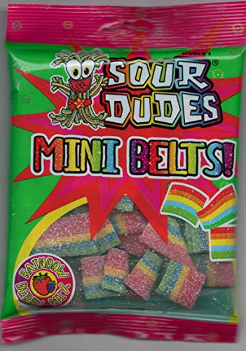 Sour Dudes Mini Belts Licorice Candy Rainbow Berry Mix Flavor 4_5 Ounce Bag