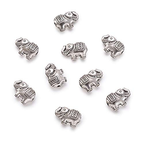 Kissitty 20pcs Antique Silver Elephant Charm Beads 8_5x12mm Tibetan Style Alloy Animal Spacers Bead for Bracelets Necklace Anklets Jewelry Making Kissitty 20pcs Antique Silver Elephant Charm Beads 8_5x12mm Tibetan Style Alloy Animal Spacers Bead for Bracelets Necklace Anklets Jewelry Making