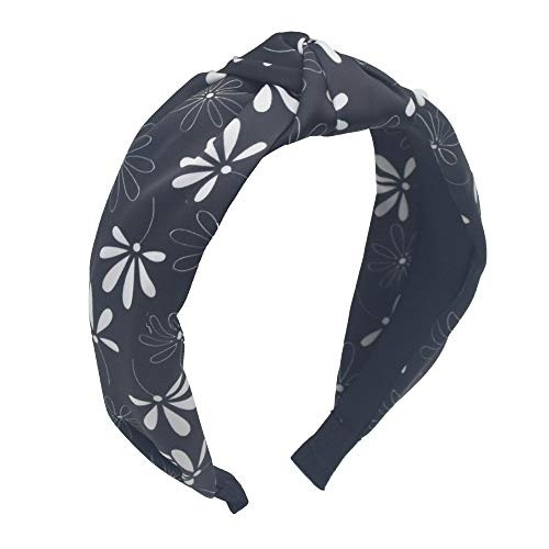 MHDGG 1Pcs Flower Knotted Headbands for Women Turban Headbands for Women Wide Headbands for Women Knot Headband Hair Knotted Hair Band for Women HeadwearBlack