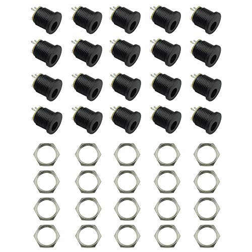 Hxchen DC-022 5_5mmx2_1mm DC Power Jack Socket 3 Pin Female Panel Mount Connector with Hex Nuts - 20 Pcs Hxchen DC-022 5_5mmx2_1mm DC Power Jack Socket 3 Pin Female Panel Mount Connector with Hex Nuts - 20 Pcs