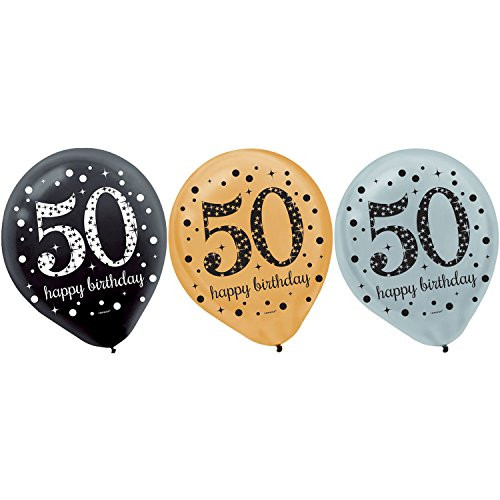Amscan Sparkling Celebration 50 12" Latex Balloons (6 ct)