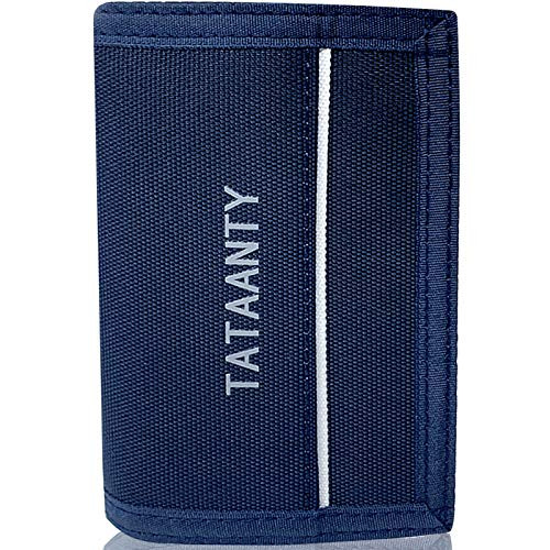 Premium Nylon Trifold Wallets  Kids Keychain Wallet for Boys Girls Credit Card Wallet for Men Women Navy Blue