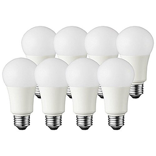 TCP 100 Watt LED A19, 8 Pack, 1600 Lumens, Soft White 2700K, Non-Dimmable Light Bulbs