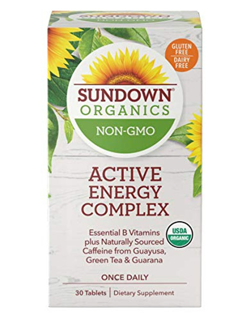 Sundown Organics Active Energy Complex with Vitamin B Caffeine Gluten Free 100 Non-GMO 30 Tablets Sundown Organics Active Energy Complex with Vitamin B Caffeine Gluten Free 100 Non-GMO 30 Tablets