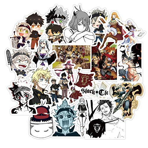 50PCS Black Clover Anime Stickers Laptop Water Bottles Phone Computer Guitar Skateboard Hydroflasks Classic Anime Vinyl Sticker Waterproof Aesthetic Trendy Decals for Teens Girls Adults Kid