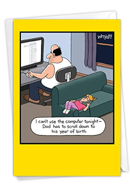 NobleWorks - Big Funny Card for Birthday Dads 8_5 x 11 Inch - Cartoon Humor Bday Card for Fathers - Age Scroll C3679BDG NobleWorks - Big Funny Card for Birthday Dads 8_5 x 11 Inch - Cartoon Humor Bday Card for Fathers - Age Scroll C3679BDG