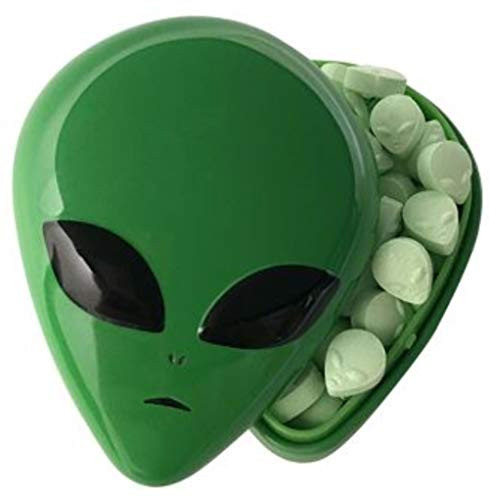 Alien Head Sours Green Apple Flavor Collectible Tin - One 1 Alien Head shapped Candies