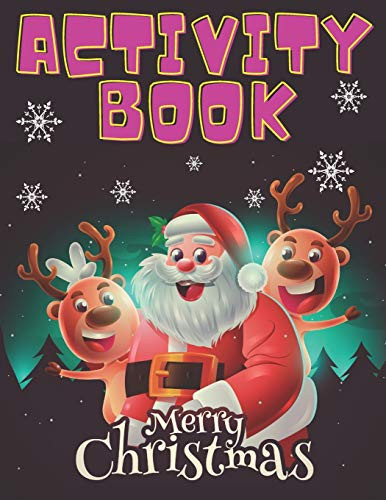 Activity Book Merry Christmas Mazes Puzzles Word Search Color by Number Coloring Pages and More For Kids Ages 4-12