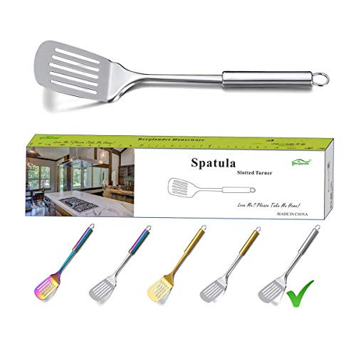 Stainless Steel Spatulas Berglander Slotted Turner Metal Spatulas Turner For Cooking Kitchen Spatulas For Nonstick Cookware Barbecue Spatulas Dishwasher Safe Easy to Clean