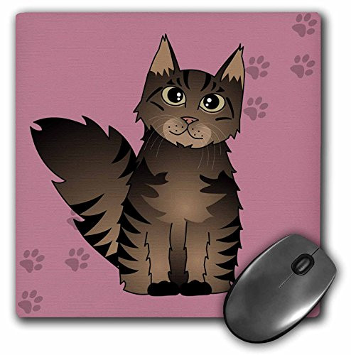 3dRose LLC 8 x 8 x 0.25 Inches Mouse Pad, Cute Maine Brown Tabby Cat (mp_35506_1)