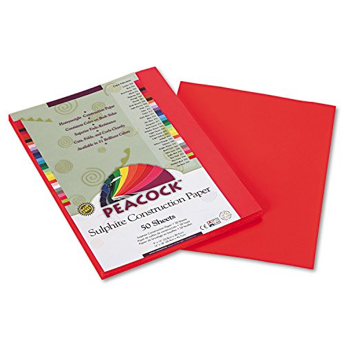 Pacon P6109 Peacock Sulphite Construction Paper 76-Pounds 9 x 12 Red 50 SheetsPack PACP6109