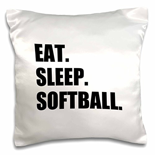 3dRose pc_180447_1 Eat Sleep Swim Swimming Enthusiast Swimmer Passion Black Text Pillow Case, 16" x 16"
