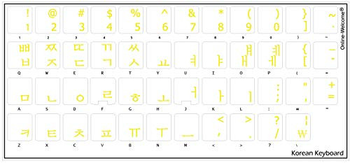 Korean Keyboard Stickers Transparent Background Yellow Letters for PC Computer Laptop Keyboards