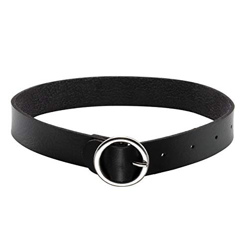 Manfnee Punk Goth Collar Choker for Women Men PU Leather Choker Necklace Adjustable Black