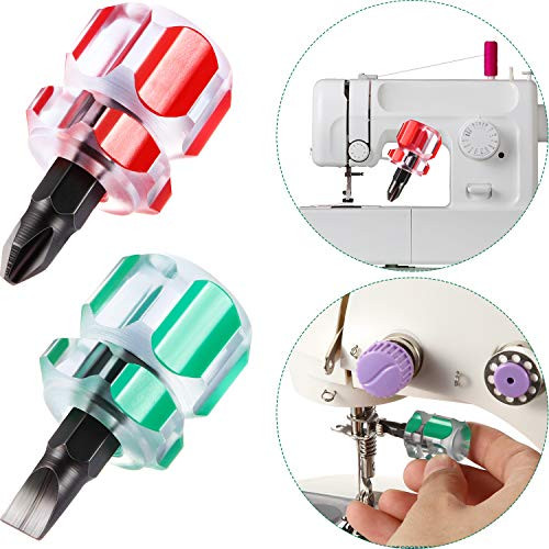 Sewing Machine Mini Short Screwdriver Tool Kit Includes SlottedFlat Head Screwdriver and Cross-head Screwdriver Mini Sewing Machine Screwdriver for DIY Repairing 2 Pieces