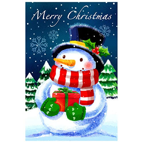 Texupday Red Scarf Snowman with Gift Decoration Double Sided Winter Merry Christmas Garden Flag Outdoor Yard Flag 12 x 18
