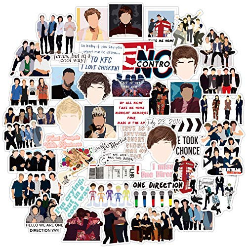 One Direction Stickers 52Pack Harry Styles Louis Liam Horan Waterproof Vinyl Stickers Decals for Laptop Water Bottle Bumper Luggage Computer Skateboard Snowboard Gift for Kids Girls Teens