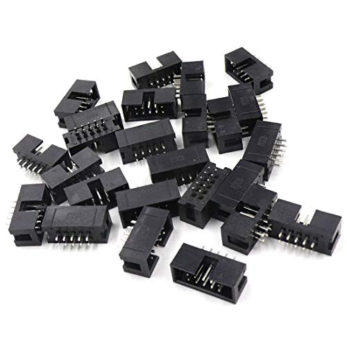 HONJIE 2X5 10Pins 2_54mm Pitch Straight Pin Connector IDC Box Headers Pack of 25