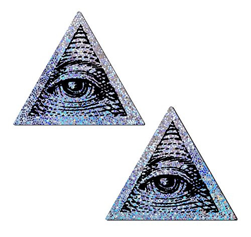 Trippy Triangle Silver Glitter with All Seeing Eye Pasties by Pastease os