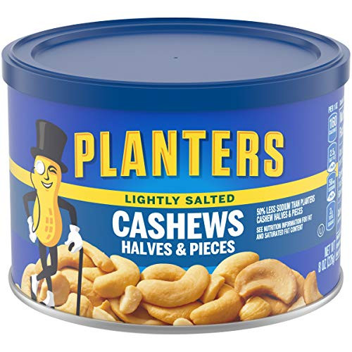 PLANTERS Lightly Salted Cashew Halves Pieces 8 oz Canister - Cashews Roasted in Peanut Oil - Seasoned with Sea Salt - Snacks for Adults - Resealable Lid for Long-Lasting Freshness - Kosher PLANTERS Lightly Salted Cashew Halves Pieces 8 oz Canister - Cashews Roasted in Peanut Oil - Seasoned with Sea Salt - Snacks for Adults - Resealable Lid for Long-Lasting Freshness - Kosher