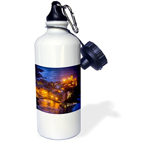 3dRose Italy Vernazza Cinque Terre Evening EU16 BJA0773 Jaynes Gallery Sports Water Bottle 21 oz White